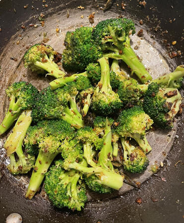 Pan-seared broccoli with garlic herb butter